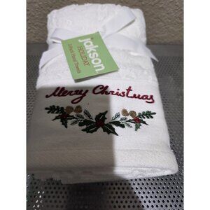 Jakson Holiday 2 Pack Christmas Hand Towels NEW Embroidered